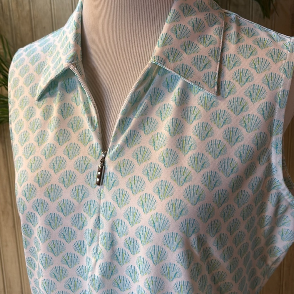 Greg Norman Seashell Zip Sleeveless Polo, Golf/Performance Wear, Medium, NWOT